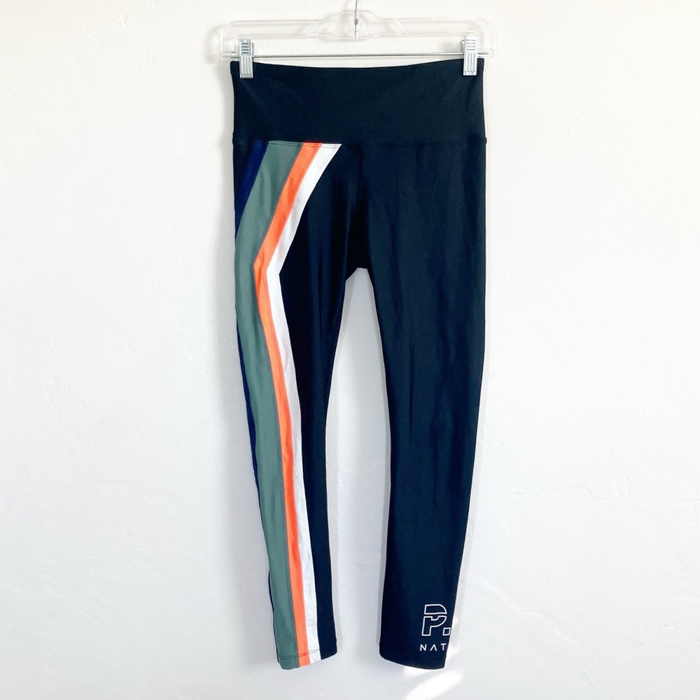 Rare P.E Nation Flight Series Multicolor Side Stripe Leggings Green Blue Medium